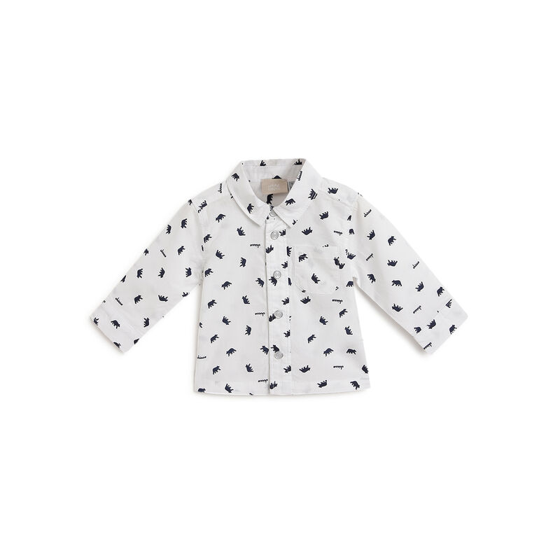 Boys White Printed Long Sleeve Shirt image number 0